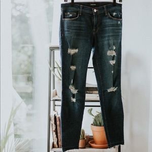 J Brand Cropped Ripped Skinny Jeans